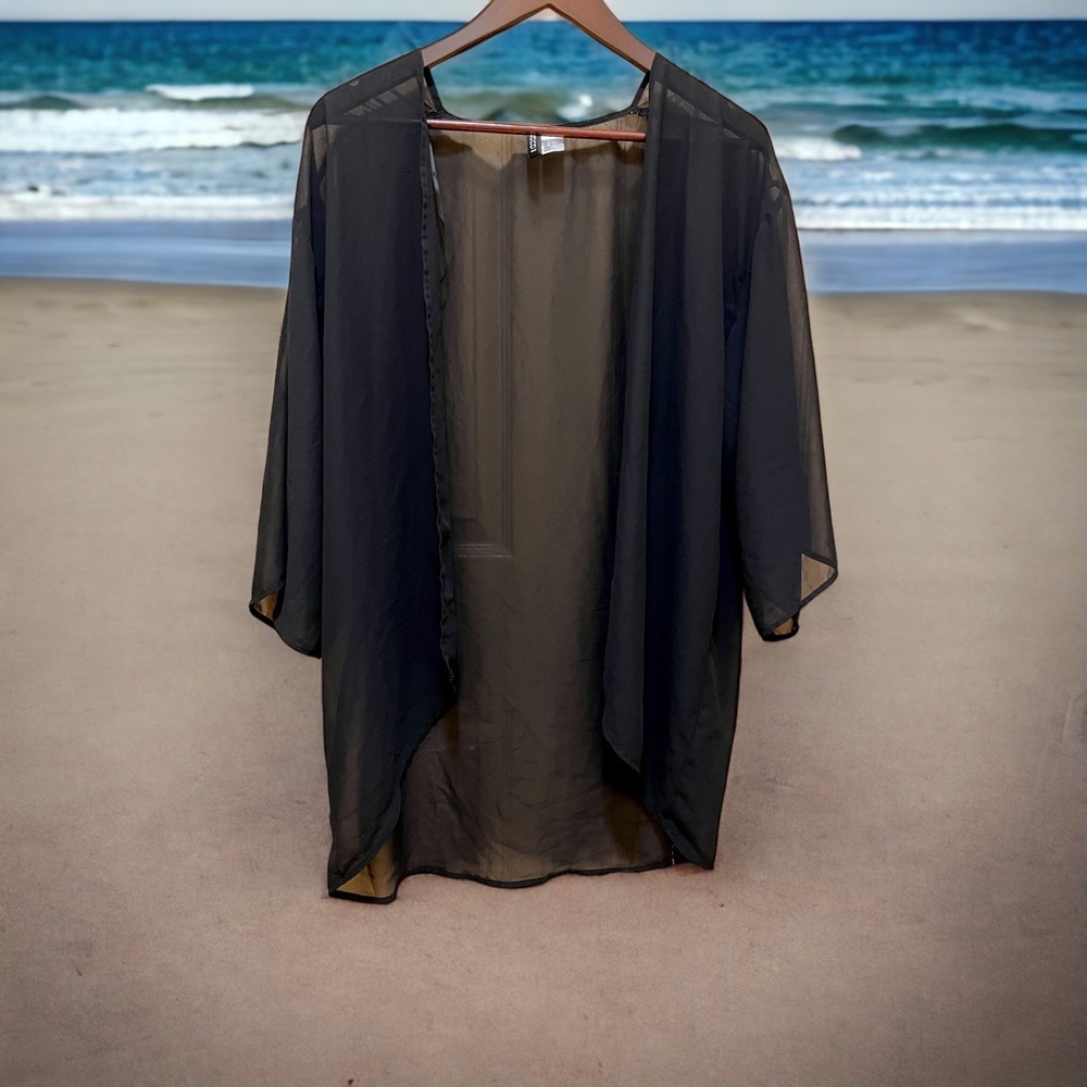 DIVIDED Sheer Black Swimsuit Coverup - Medium​